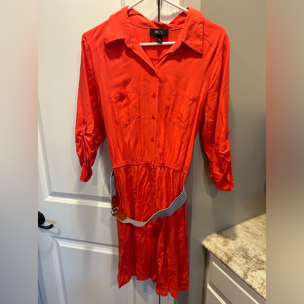 Women’s BCX Dress Size XL Belt & Button Front